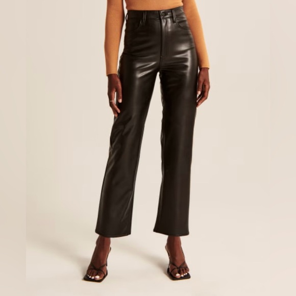 Abercrombie & Fitch Pants - Abercrombie & Fitch The Ankle Straight Ultra High-Rise Vegan Leather Pants